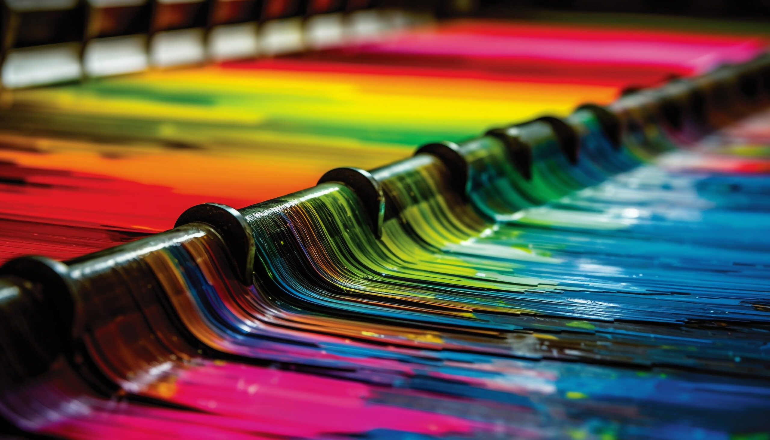 vibrant colors in a rainbow spectrum, a large collection in store generated by ai